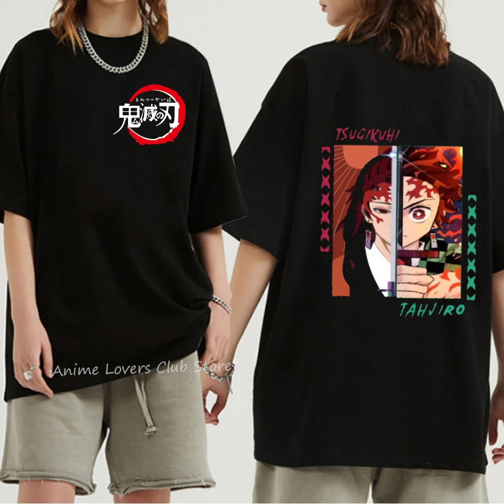 Unisex Demon Slayer T Shirt 100% Cotton T-Shirts Anime Print T-Shirt Rengoku Kyoujurou Nezuko Ninja Short Top Y2k Harajuku Tops