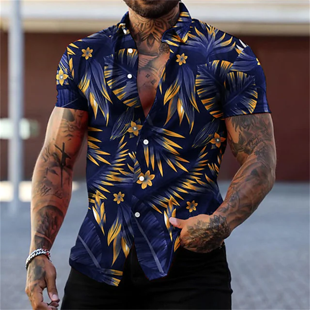 Hawaiian Shirt For Mens 2023 3D Print Short Sleeve Blouse Beach Holiday Top Tee Summer Oversized Men&#39;s Clothing Camisa Masculina