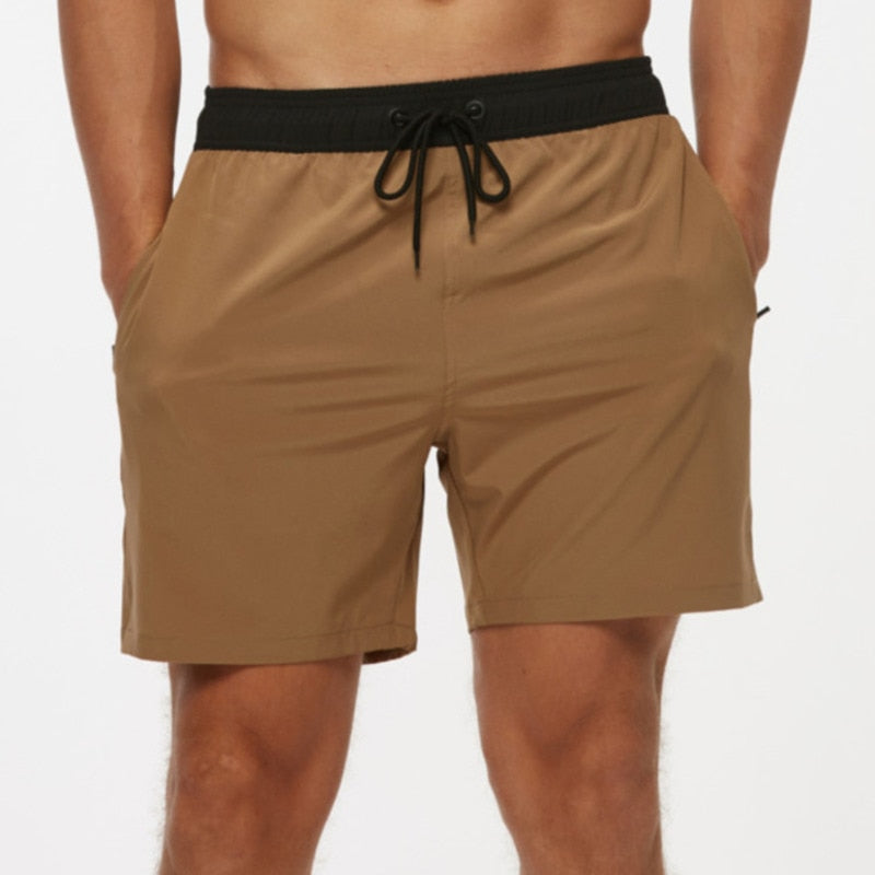 Fashion Beach Shorts Elastic Closure Men&#39;s Swim Trunks Quick Dry Beach Shorts With Zipper Pockets