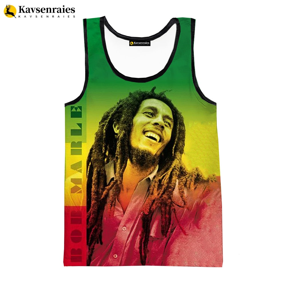 Bob Marley Vest New Fashion Summer Fitness Men Tank Tops Sleeveless Women Hip Hop Harajuku Streetwear Beach Undershirt