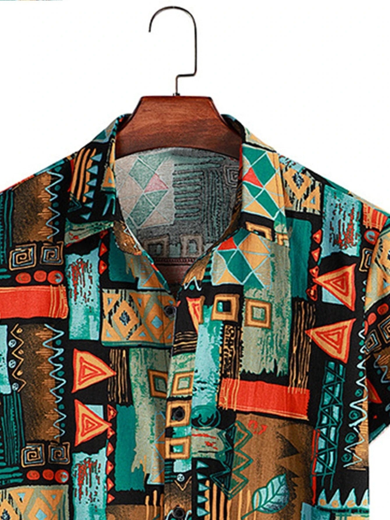 Men's Fashion Retro Printed Short sleeved Shirt Men's Hawaiian Printed Shirt