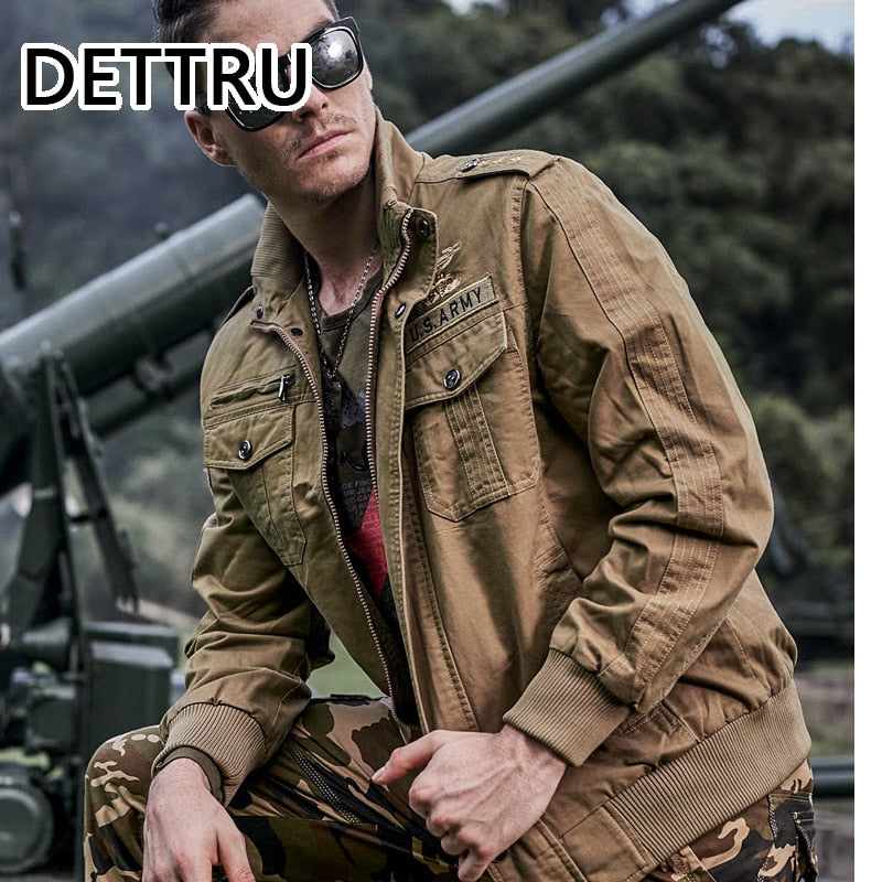 DETTRU Military Pilot Jackets Men Bomber Cotton Coat Tactical Army Jacket Male Casual Air Force Flight Jacket Size M-6XL