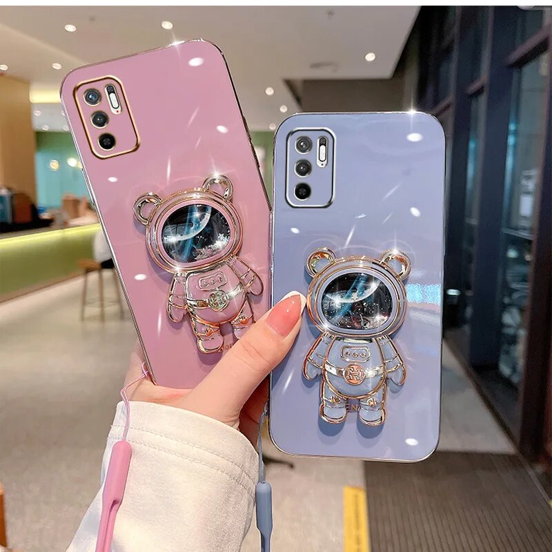 Quicksand Astronaut Holder Case For Redmi Note 11S 11Pro 12Pro 10 9S 8 For POCO M4 Pro X3Pro M5S Redmi A1 9A 9C 9T 10A TPU Cover