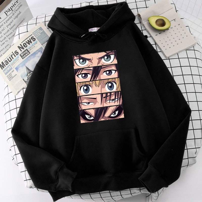 Attack on Titan Hoodies Eren Yeager Anime Print Hoodie Long Sleeve Loose Hip Hop Sweatshirt Men Streetwear Oversized Hoody Tops