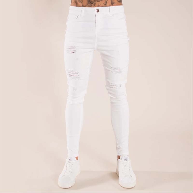 Ripped Jeans Men Stretch Skinny Grey Blue Black Hip Hop Denim Trousers Streetwear Casual Slim Fit Jeans for Men Jogging jean