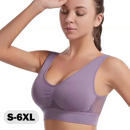 Women's Bra Push Up Seamless Bralette Woman Mesh Hollow Out Breathable Large Size Yoga Running Sports Bras Female Underwear Tops