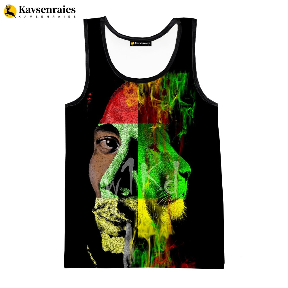 Bob Marley Vest New Fashion Summer Fitness Men Tank Tops Sleeveless Women Hip Hop Harajuku Streetwear Beach Undershirt