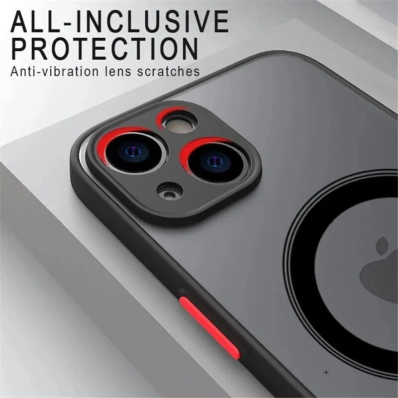Luxury Matte Armor Magnetic For Magsafe Wireless Charge Case For iPhone 15 14 13 11 12 Pro Max Mini Plus XS Max XR X Cover funda