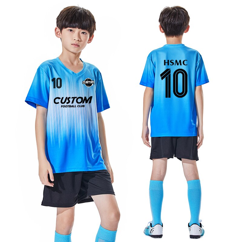 Wholesale Custom 100% Polyester Cheap Children&#39;s Soccer Jerseys Breathable Football Jersey Sets Soccer Uniform Set For Kids Y305