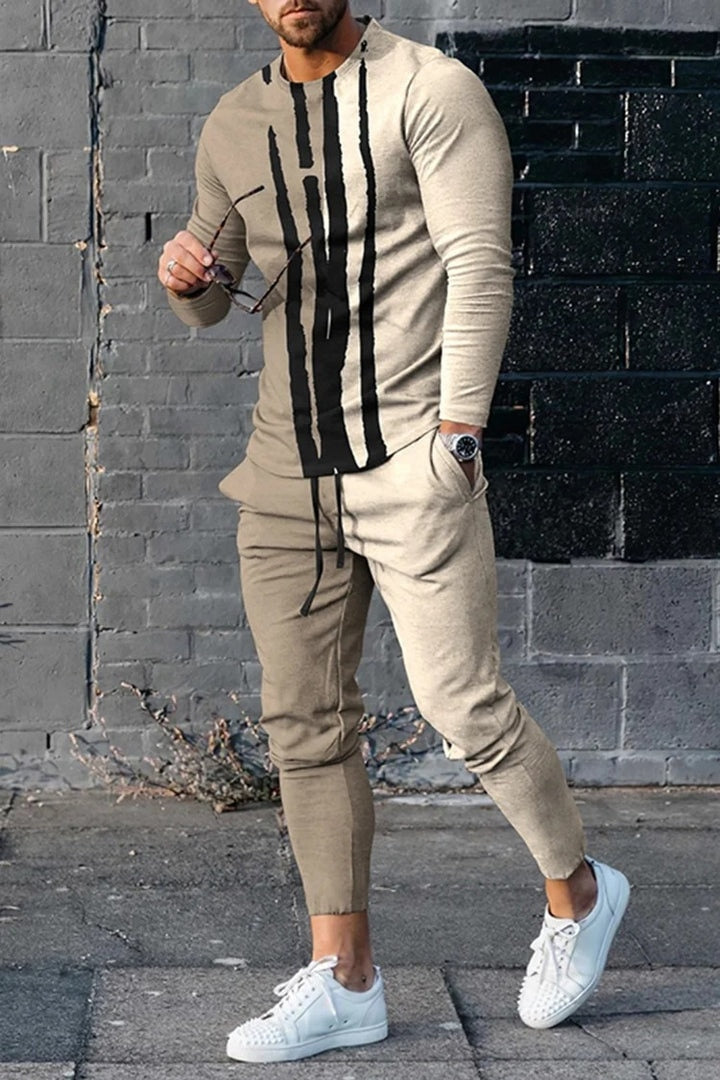 Autumn Long Sleeve+Trousers Suit Men Streetwear Casual Men Long Style Set Oversized Set Long Tracksuit Men Clothing 2 Piece Sets