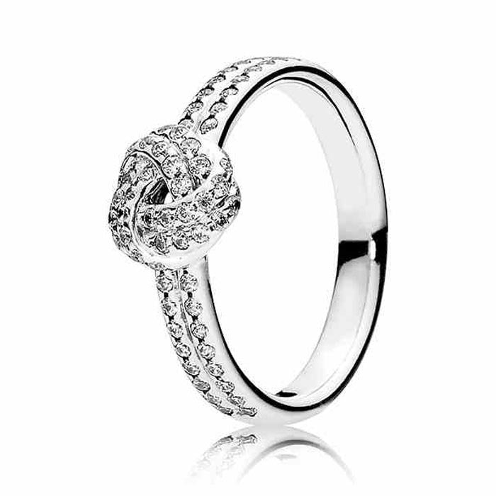 Wholesale 925 Silver Europe Signature Love Knot Radiant Teardrop Timeless Elegance Allure Heart clover Ring for Women Jewelry