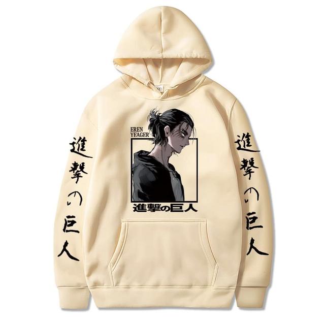 Attack on Titan Hoodies Eren Yeager Anime Print Hoodie Long Sleeve Loose Hip Hop Sweatshirt Men Streetwear Oversized Hoody Tops