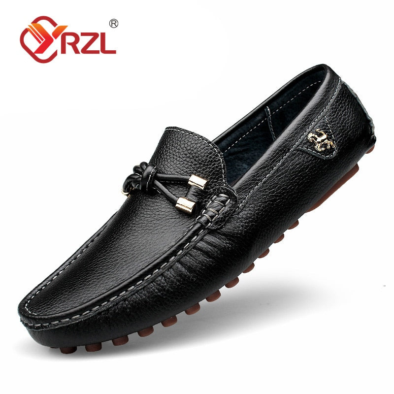 YRZL Leather Loafers for Men Handmade Moccasins Men Shoes Flats Casual Leather Shoes for Men Luxury Comfy Mens Loafers Size 47