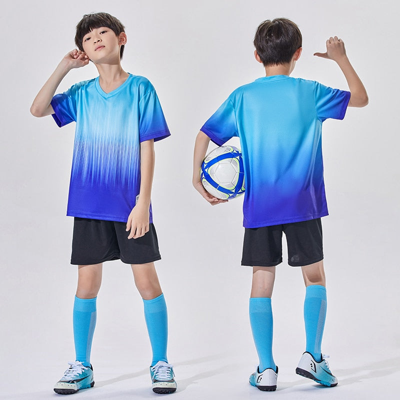 Wholesale Custom 100% Polyester Cheap Children&#39;s Soccer Jerseys Breathable Football Jersey Sets Soccer Uniform Set For Kids Y305