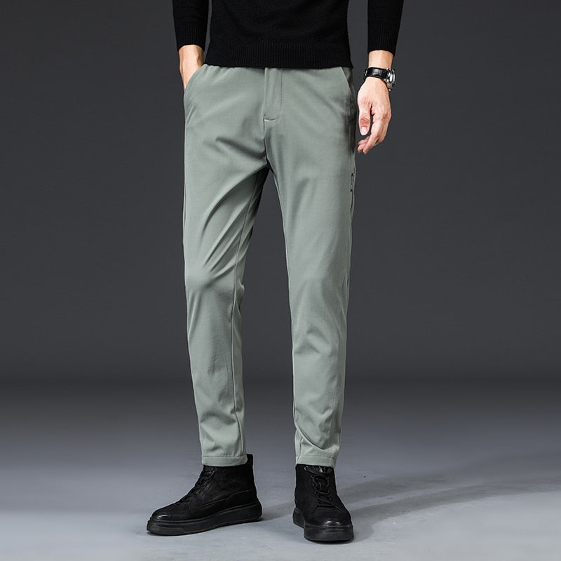 Mingyu Brand Summer Men&#39;s Casual Pants Men Trousers Male Pant Slim Fit Work Elastic Waist Black Green Grey Light Trousers 28-38