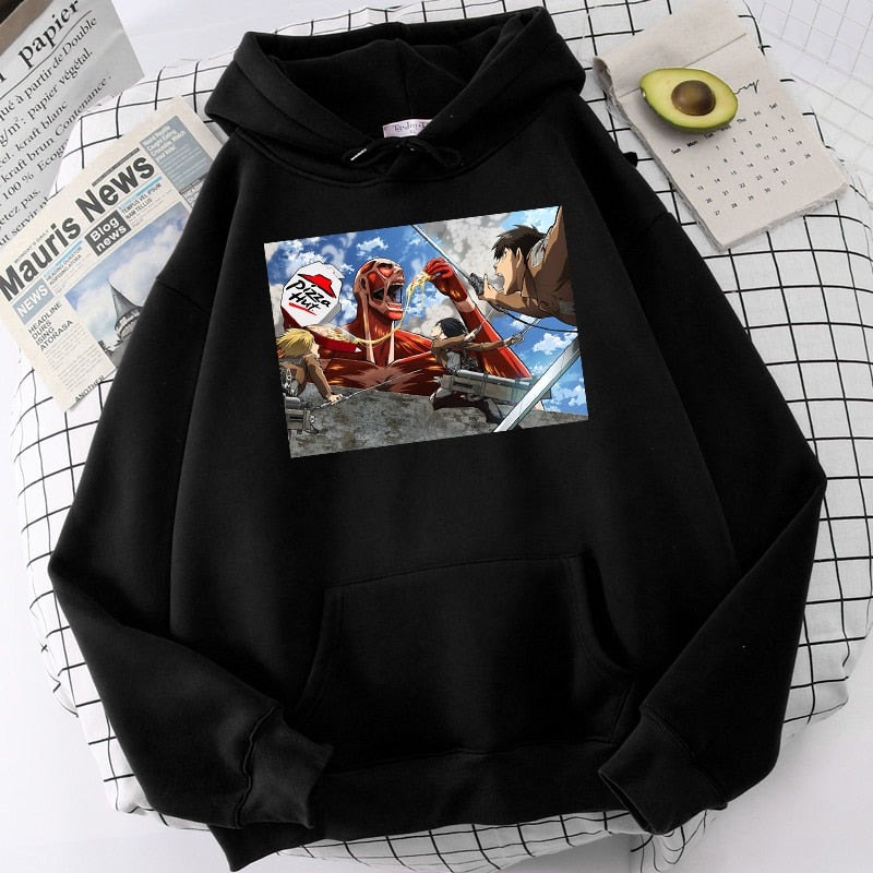 Attack on Titan Hoodies Eren Yeager Anime Print Hoodie Long Sleeve Loose Hip Hop Sweatshirt Men Streetwear Oversized Hoody Tops