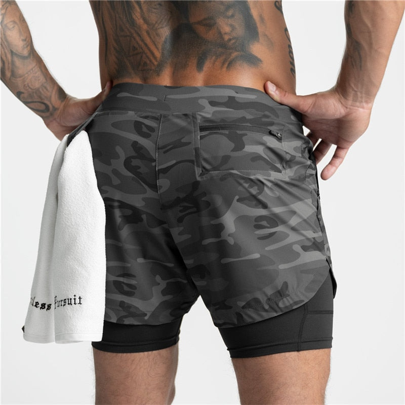 Multifunction Running Shorts Men 2 in 1 Sports Jogging Fitness Breathable Quick Dry Gym Training Sport Workout Short Pants