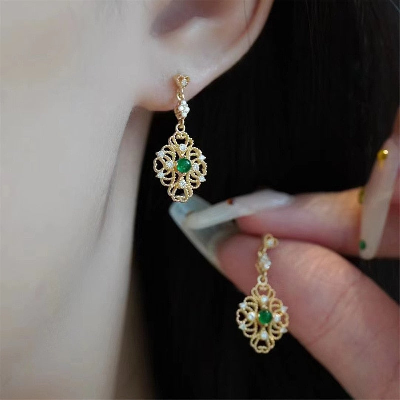 Vintage Dangle Earring Zircon 925 Sterling silver Party Wedding Drop Earrings for Women Bridal Promise Jewelry Birthday Gift