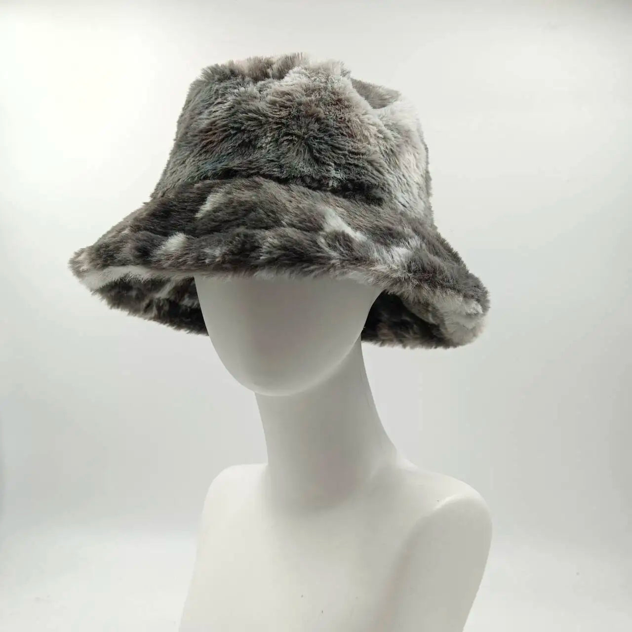 Fluffy Faux Fur Bucket Hat Women Rabbit Fur Warm Thick Plush Winter Hat Lady Luxury Fashion Furry Panama Fisherman Cap