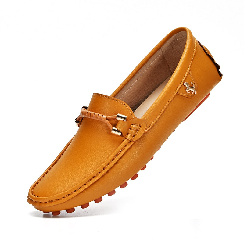 Men Loafers Soft Moccasins High Quality Spring Autumn Genuine Leather Shoes Men Flat Driving Shoes White Soft Folding Bean Shoes