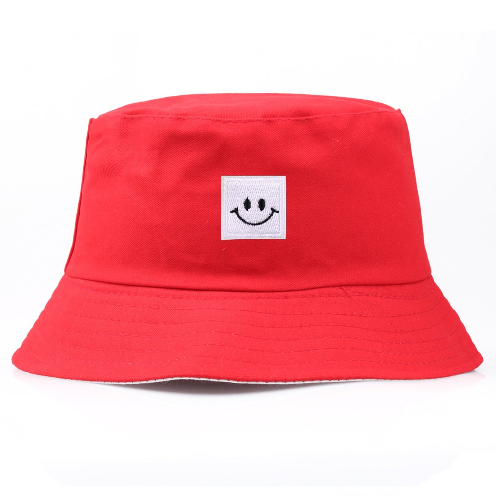 Fashion Women Bucket Hat New Candy Colors Smile Face Sun Hat Fishing Hat Fisherman Cap for Girls Men Travel Hip Hop Panama Hats