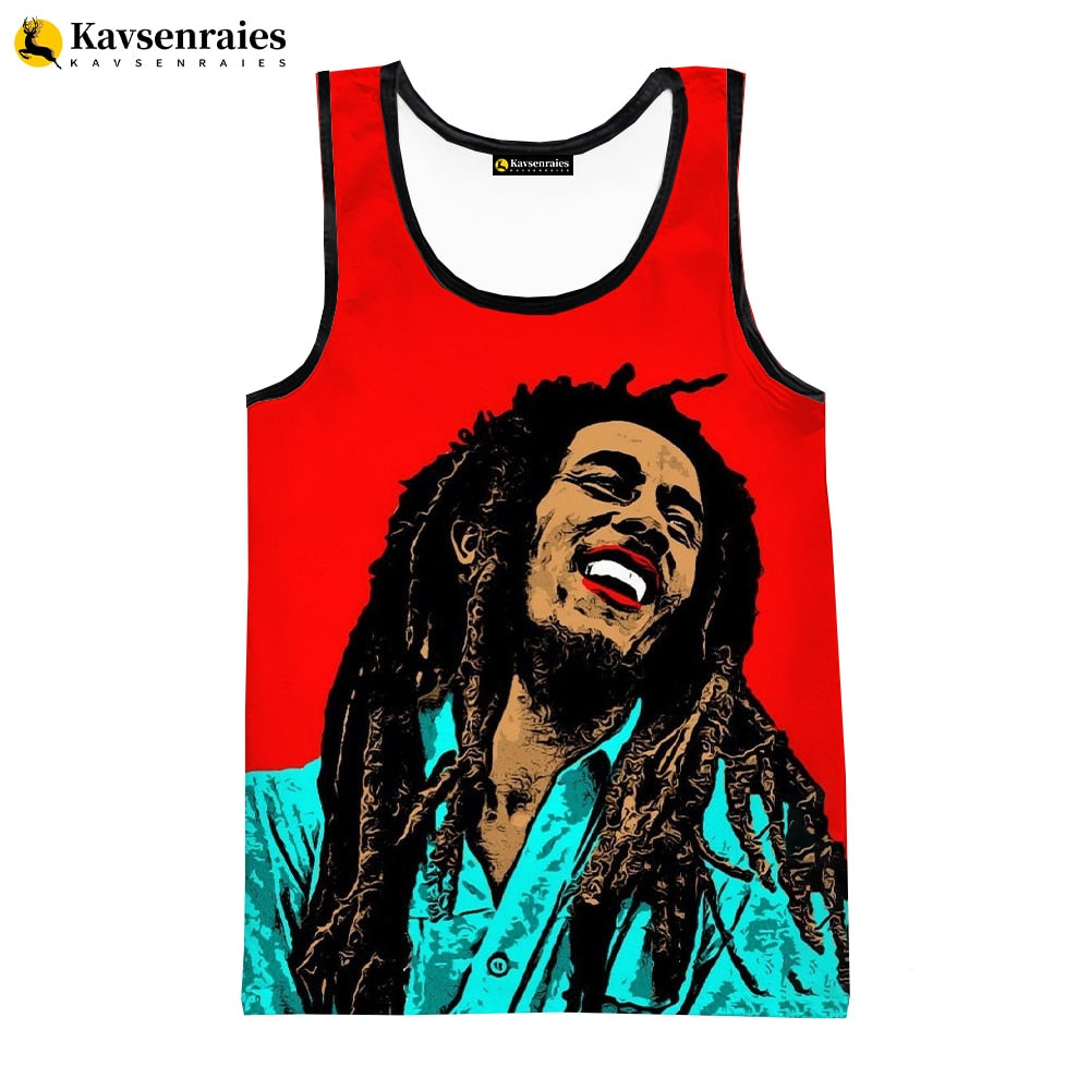 Bob Marley Vest New Fashion Summer Fitness Men Tank Tops Sleeveless Women Hip Hop Harajuku Streetwear Beach Undershirt