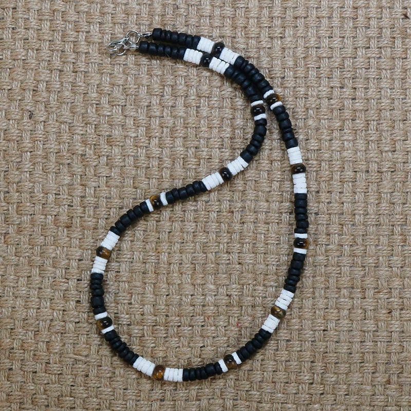 Summer Beach Bohemia Surfer Necklace For Men Simple Geometric Tribal Ethnic Coconut Shell Beaded Necklace Men Jewelry