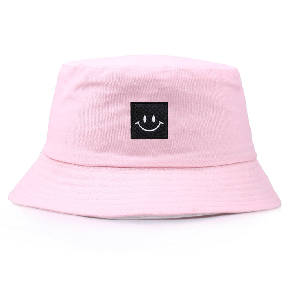 Fashion Women Bucket Hat New Candy Colors Smile Face Sun Hat Fishing Hat Fisherman Cap for Girls Men Travel Hip Hop Panama Hats