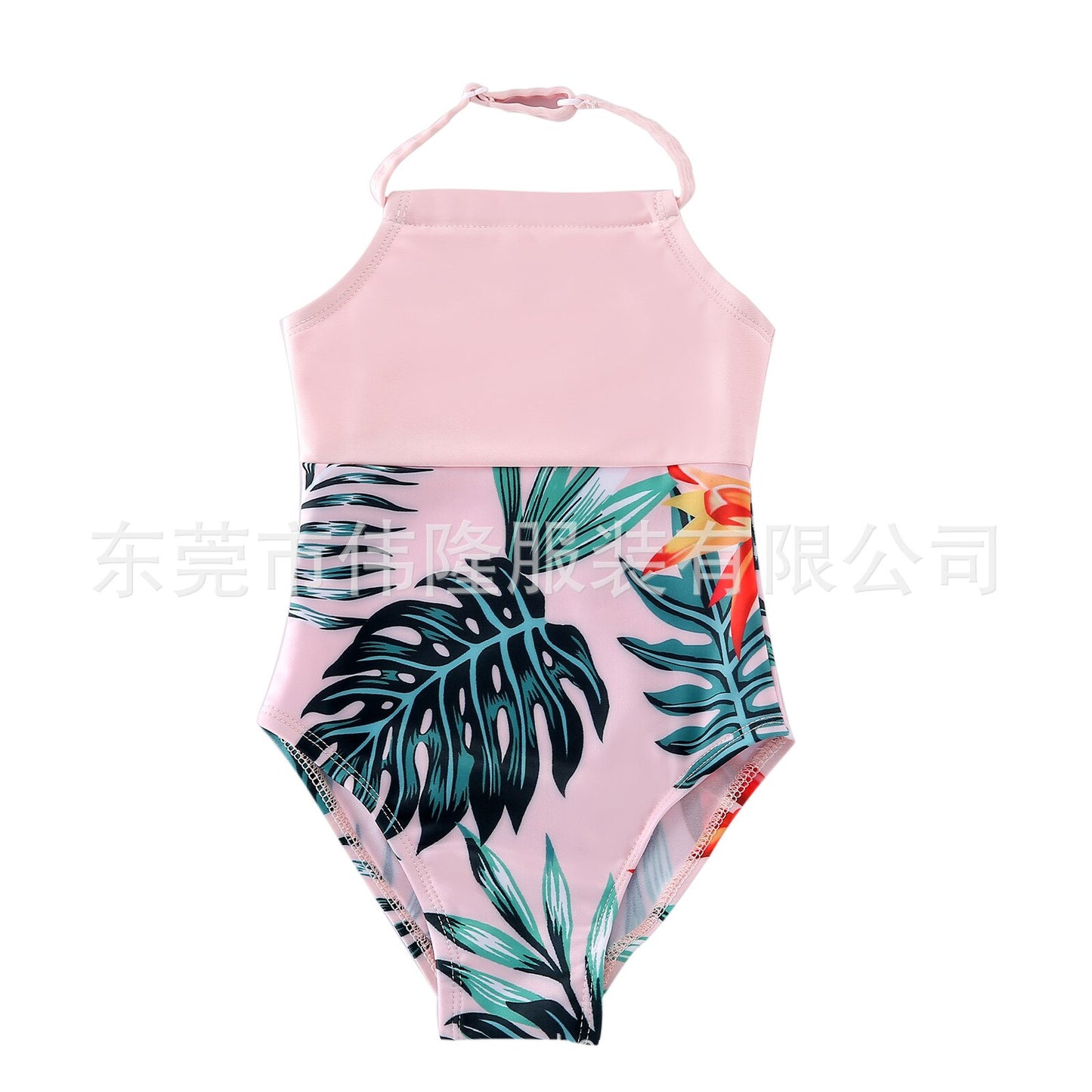 New Backless Style Parent-child Swimsuit Quick Drying Beach Pants Swimsuit Printed Color Blocking Swimsuit