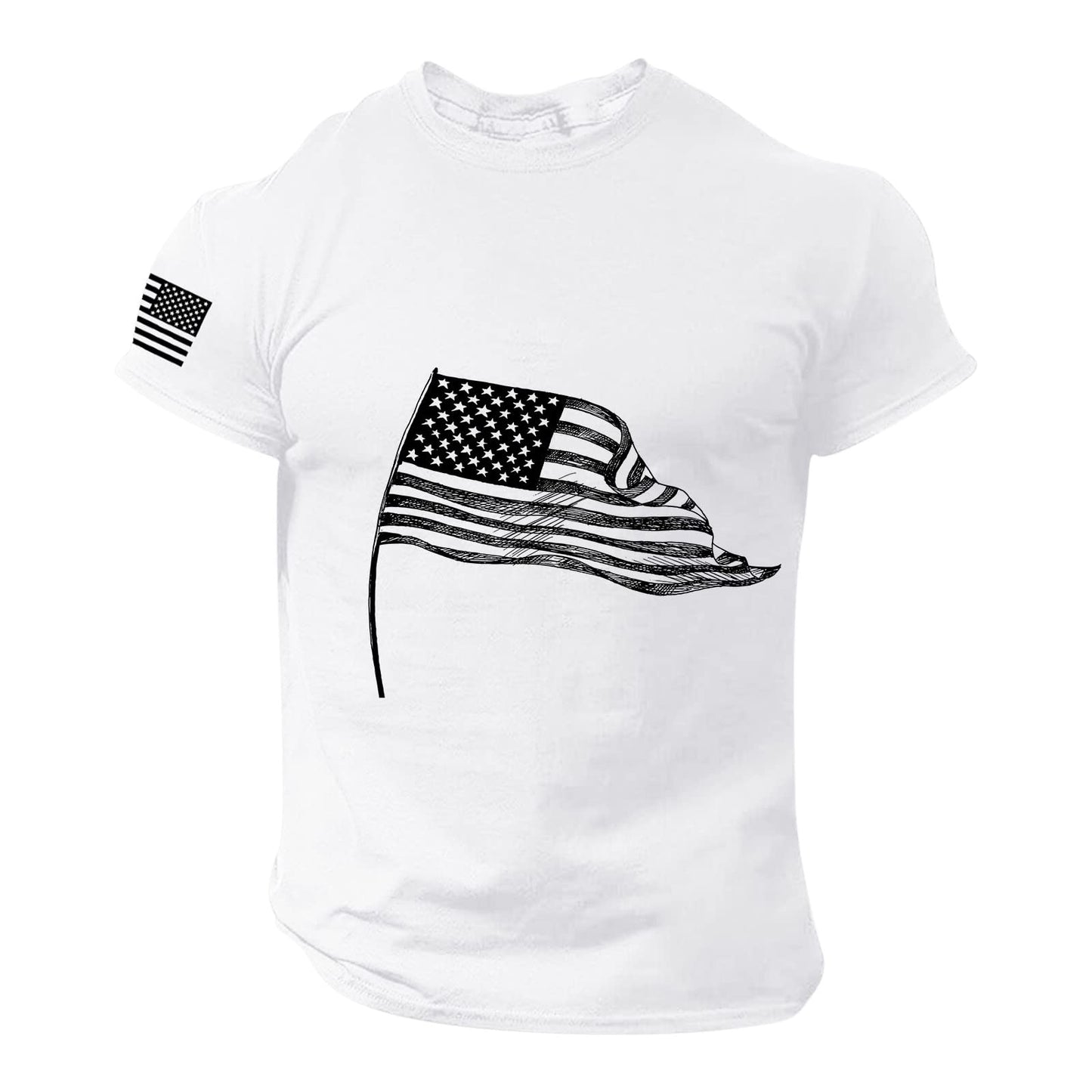 Gym Men&#39;s T-shirt 3d Print USA Flag T Shirt Oversized Casual Short-sleeved Summer Sportswear Men Clothing Tees Tops