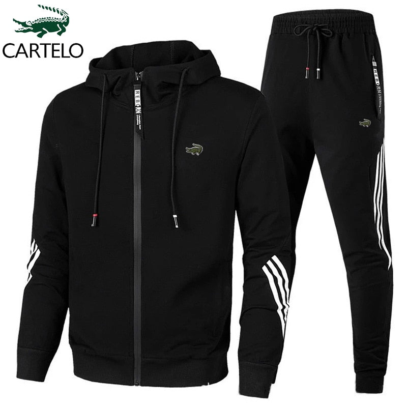 Men's Sportswear Set - Embroidered Hoodie and Sweatpants, a Two-Piece Set for Gym, Running, and Training. Stay Comfortable and Stylish with this Essential Sportswear Ensemble.