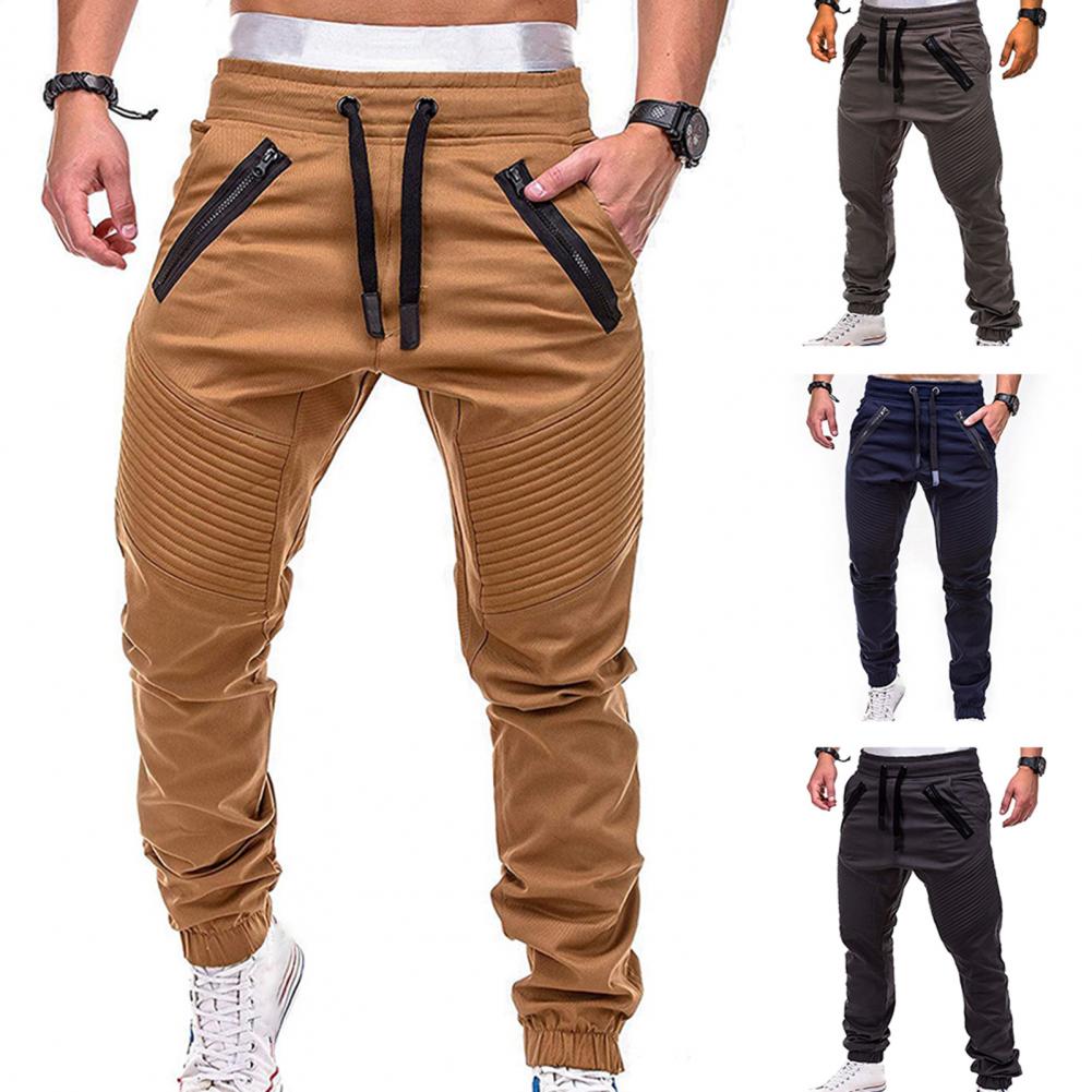 Clothes  Stylish Men Drawstring Adjustable Pockets Pants Men Trousers Stripes   for Jogging