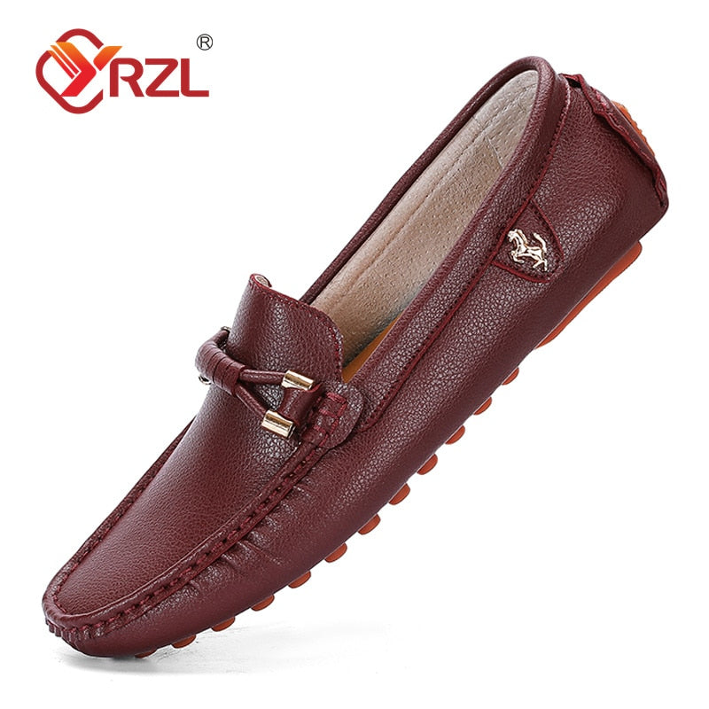 YRZL Leather Loafers for Men Handmade Moccasins Men Shoes Flats Casual Leather Shoes for Men Luxury Comfy Mens Loafers Size 47