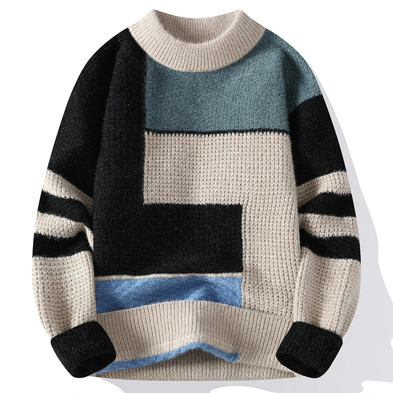 New Classic Fashion Trend Crewneck Sweater Men's Casual Loose Comfortable Warm High Quality Knitwear 4XL