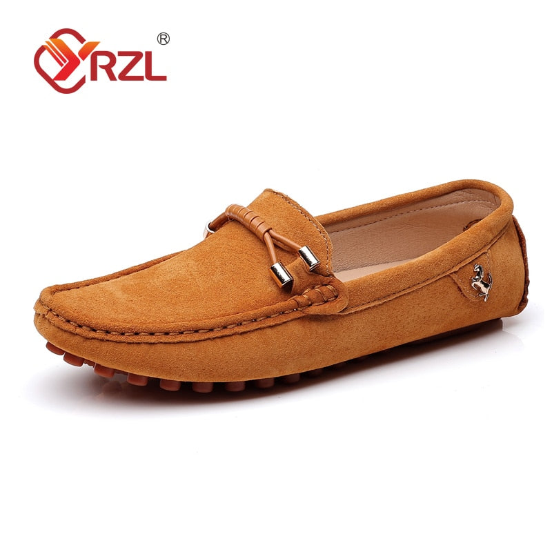 YRZL Loafers Men Big Size 48 Soft Driving Moccasins High Quality Flats Genuine Leather Shoes Men Slip-on Suede Loafers for Men