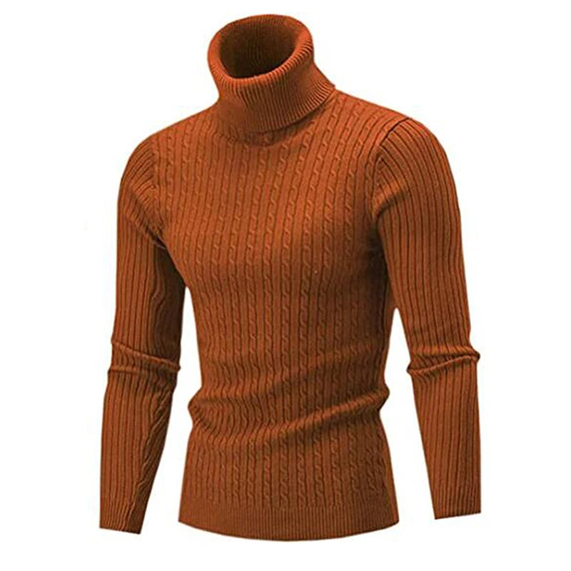 Winter Men's Warm Sweater Long Sleeve Turtleneck Sweater Retro Knitted Sweater Pullover Sweater