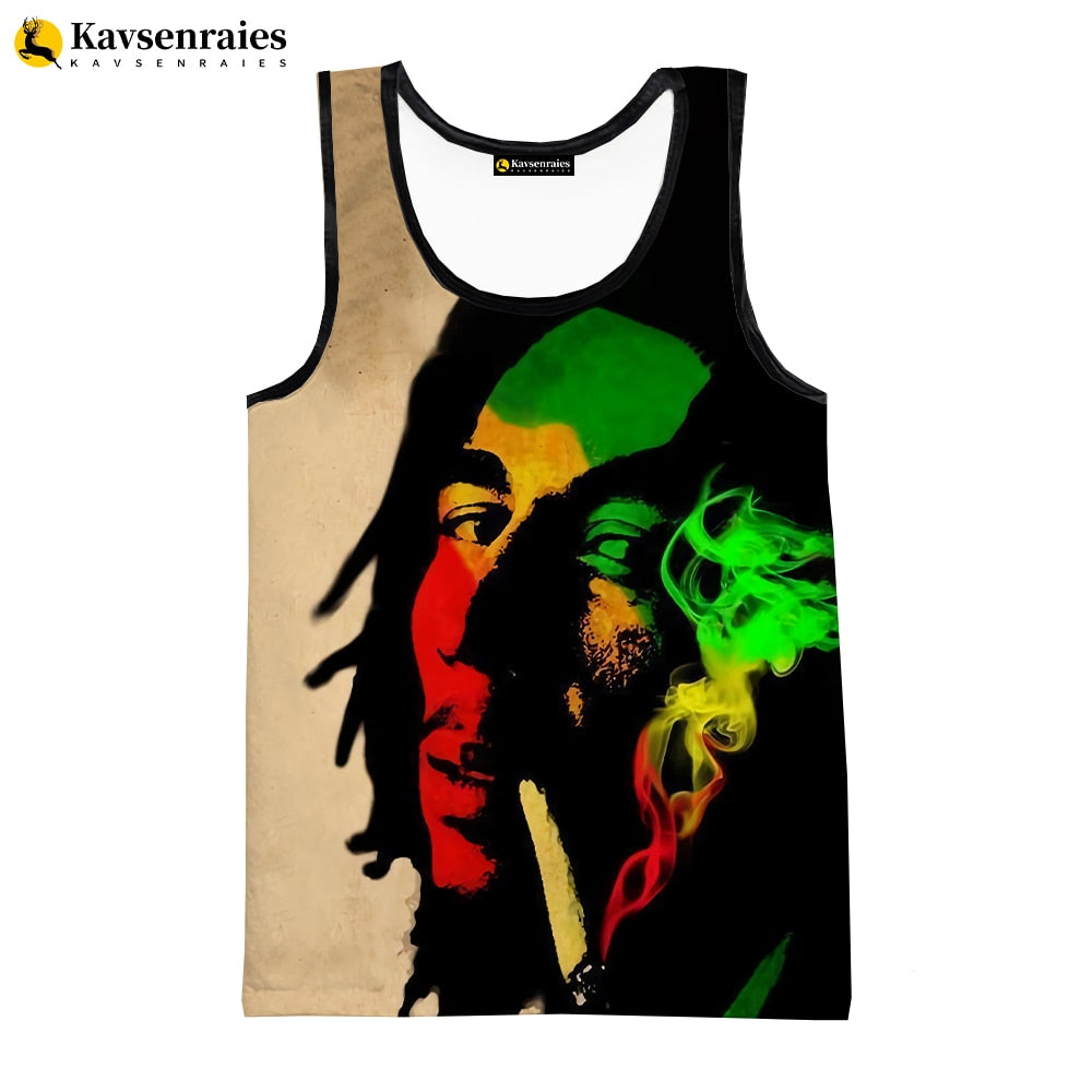 Bob Marley Vest New Fashion Summer Fitness Men Tank Tops Sleeveless Women Hip Hop Harajuku Streetwear Beach Undershirt