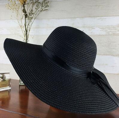 New Simple Foldable Wide Brim Floppy Girls Straw Hat Sun Hat Beach Women Summer Hat UV Protect Travel Cap Lady Cap Female