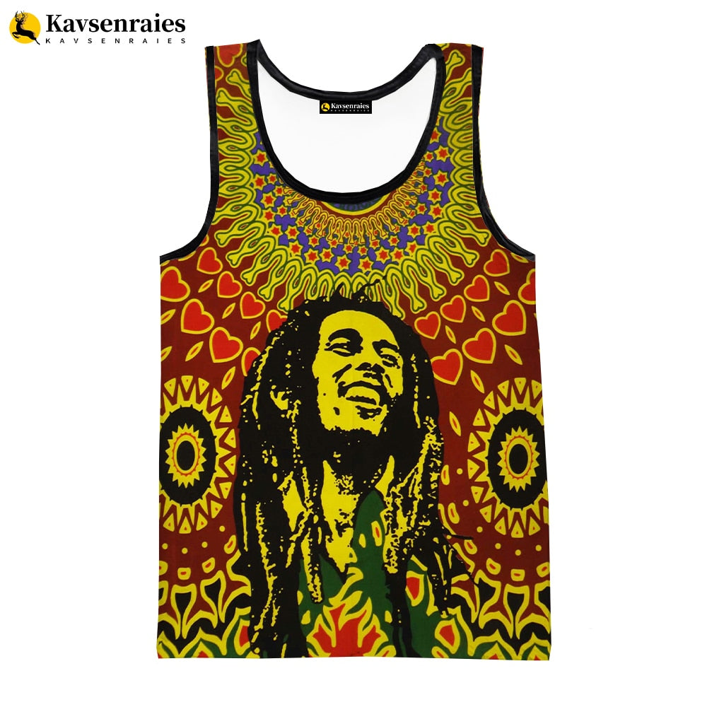 Bob Marley Vest New Fashion Summer Fitness Men Tank Tops Sleeveless Women Hip Hop Harajuku Streetwear Beach Undershirt