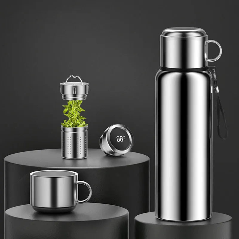 Outdoor Stainless Steel Thermos Vacuum Flask Large Capacity Smart Thermos Water Bottle Temperature Display Insulated Coffee Mug