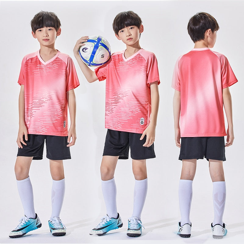 Wholesale Custom 100% Polyester Cheap Children&#39;s Soccer Jerseys Breathable Football Jersey Sets Soccer Uniform Set For Kids Y305