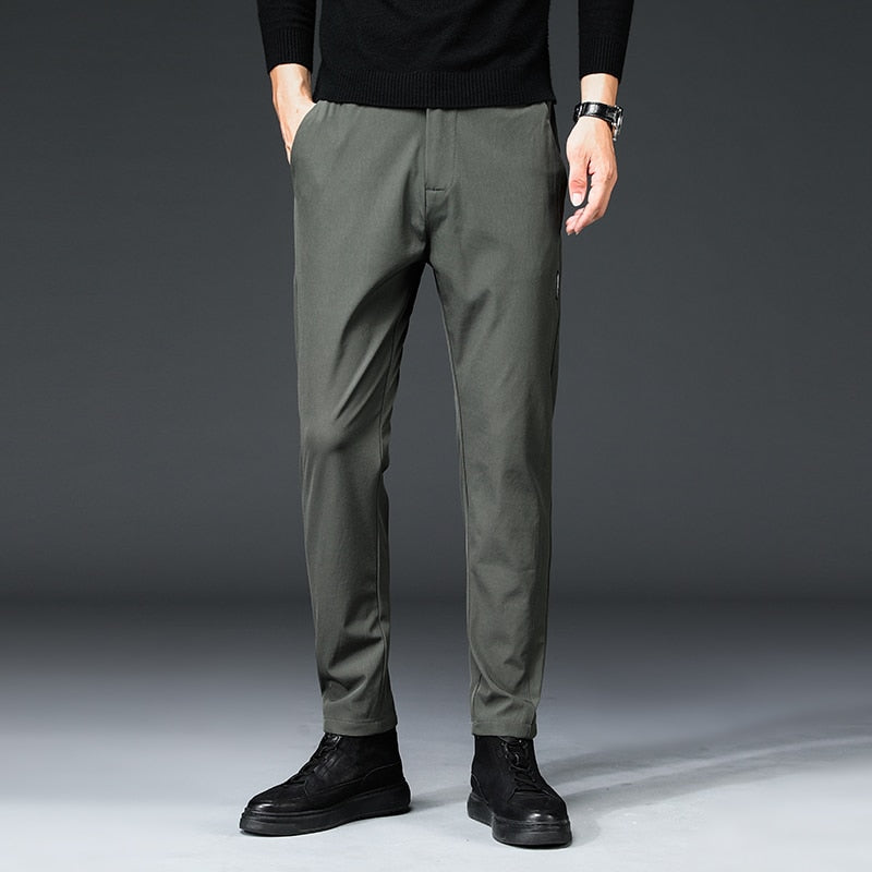 Mingyu Brand Summer Men&#39;s Casual Pants Men Trousers Male Pant Slim Fit Work Elastic Waist Black Green Grey Light Trousers 28-38