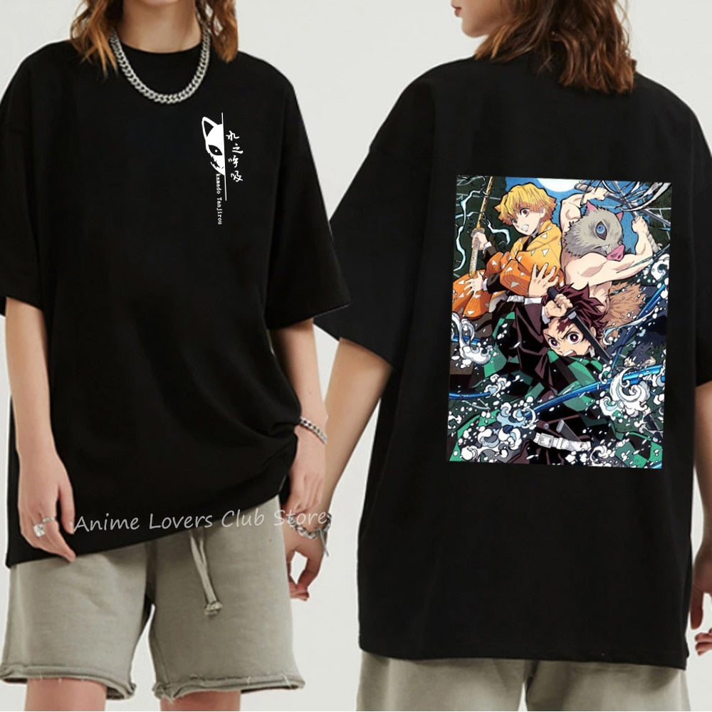 Unisex Demon Slayer T Shirt 100% Cotton T-Shirts Anime Print T-Shirt Rengoku Kyoujurou Nezuko Ninja Short Top Y2k Harajuku Tops