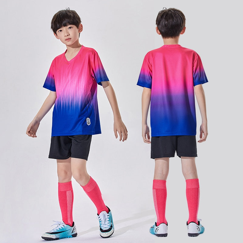 Wholesale Custom 100% Polyester Cheap Children&#39;s Soccer Jerseys Breathable Football Jersey Sets Soccer Uniform Set For Kids Y305