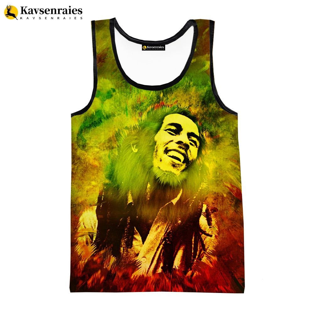 Bob Marley Vest New Fashion Summer Fitness Men Tank Tops Sleeveless Women Hip Hop Harajuku Streetwear Beach Undershirt