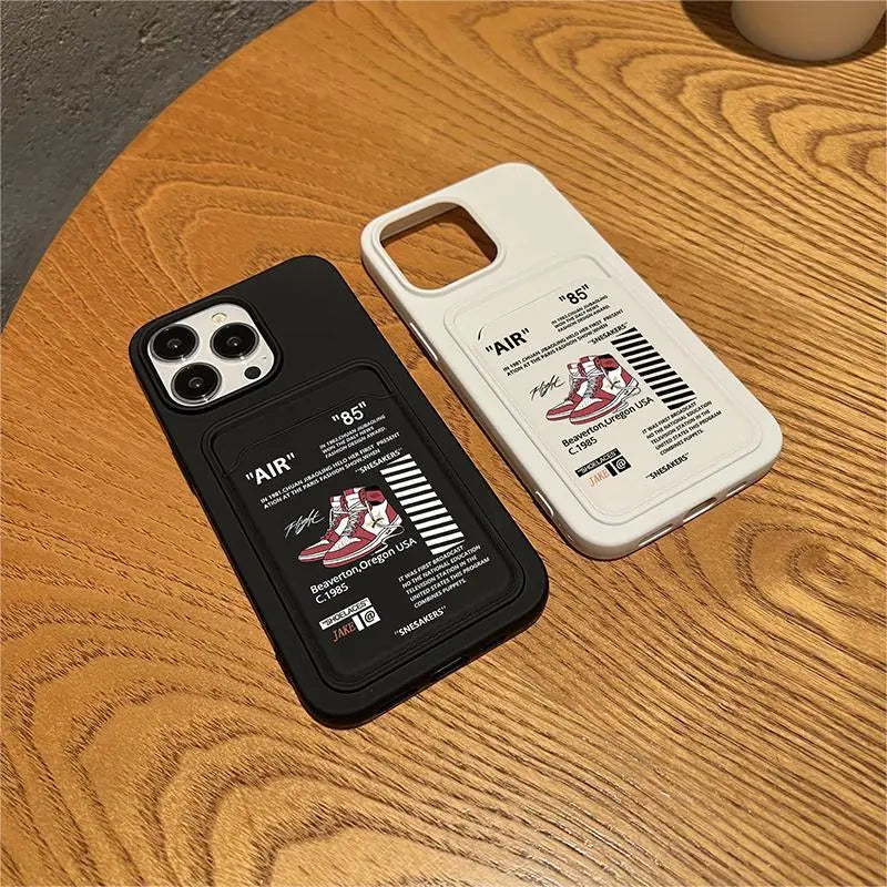 Ins Off AIR Sports Brand Sneaker Labels Wallet Card Phone Case For iPhone14 Pro Max 11 12 13 Pro XS XR 7 8Plus White Back cover