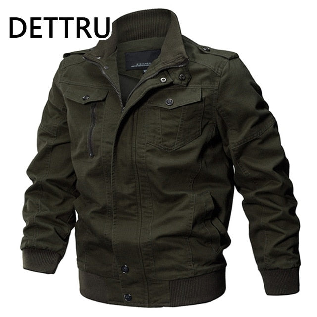 DETTRU Military Pilot Jackets Men Bomber Cotton Coat Tactical Army Jacket Male Casual Air Force Flight Jacket Size M-6XL