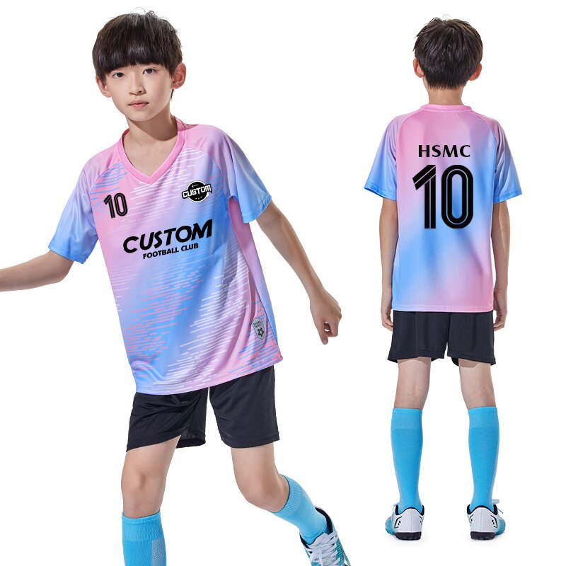 Wholesale Custom 100% Polyester Cheap Children&#39;s Soccer Jerseys Breathable Football Jersey Sets Soccer Uniform Set For Kids Y305