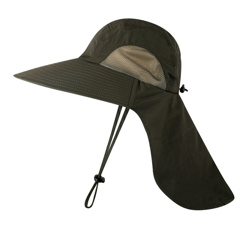 Wide Brim Bucket Hat with Neck Cover Quick Dry Large Brim Fishing Hat Outdoor Sports Jungle Hiking Hat Men Fishermen Sun Hat Cap