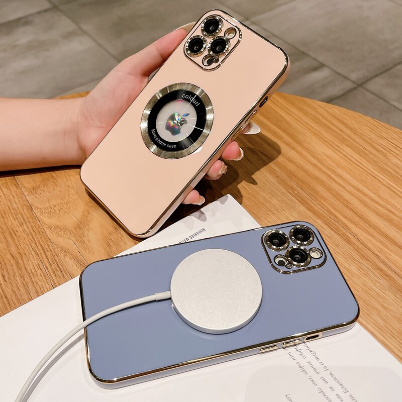 Luxury Magsafe Wireless Charge Phone Case For iPhone 14 13 12 11 Pro Max Plus Soft Magnetic Electroplate Bumper Silicone Cover